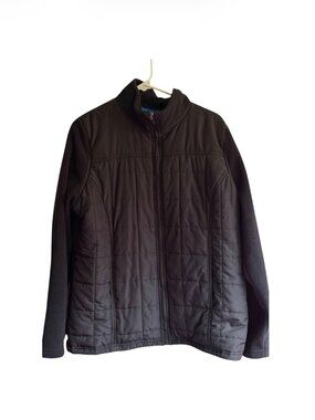 Karen Scott Black Quilted Fleece Zip Jacket